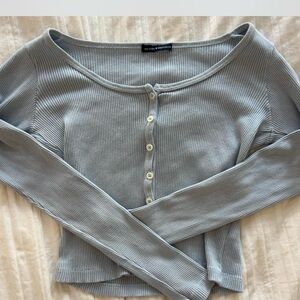 Brandy Melville Light Blue Ribbed Knit Top